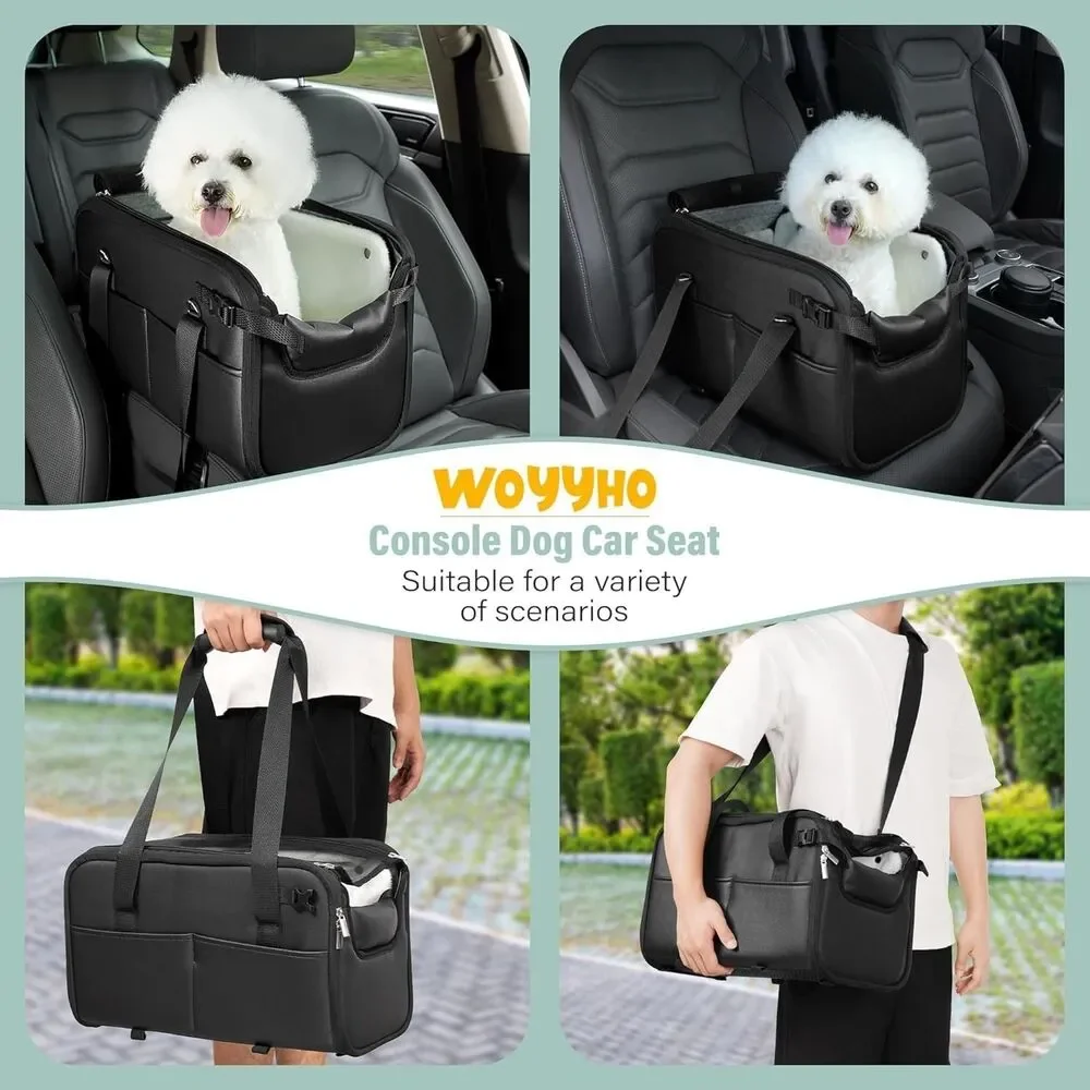 WOYYHO 18lbs Dog Car Seat for Small Dogs with Removable Velvet Liner, Luxury NEW